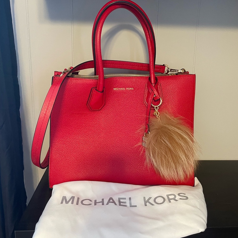 Michael Kors medium red Mercer tote.
